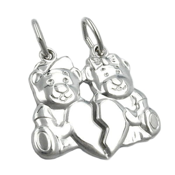 Anhänger, Bärchen mit Herz – Silber, Glänzend – 21x19mm