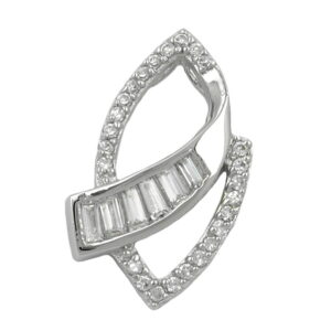Anhänger, Spitzoval – Silber, Zirkonia, Rhodiniert – 29x18mm