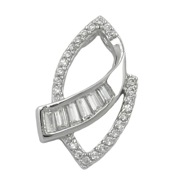 Anhänger, Spitzoval – Silber, Zirkonia, Rhodiniert – 29x18mm