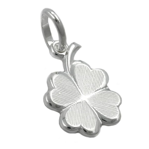 Anhänger, Kleeblatt – Silber, Matt-Glänzend – 10mm