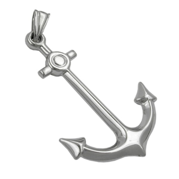 Anhänger, Anker – Silber, rhodiniert – 36x25mm