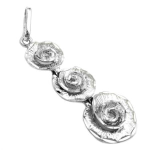 Anhänger, Blumen – Silber, rhodiniert – 29x10mm