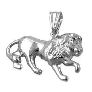 Anhänger, Löwe – Silber, rhodiniert, glänzend – 15x23mm