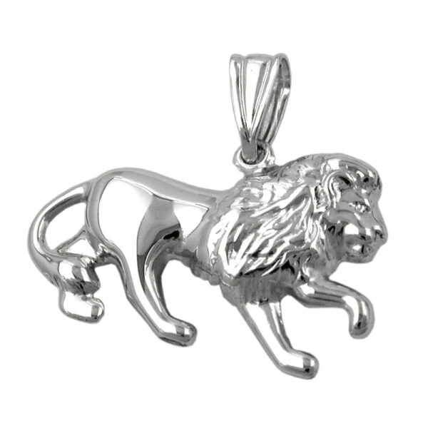 Anhänger, Löwe – Silber, rhodiniert, glänzend – 15x23mm