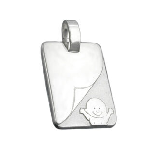 Anhänger, Baby – Silber, Matt-Glänzend, Gravur – 19x14mm