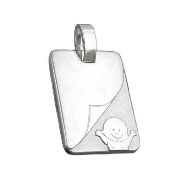 Anhänger, Baby – Silber, Matt-Glänzend, Gravur – 19x14mm