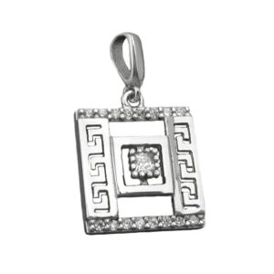 Anhänger, Quadrat – Silber, rhodiniert, Zirkonia – 12x12mm