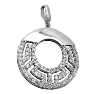 Anhänger, Rund – Silber, Rhodiniert, Zirkonia – 20mm