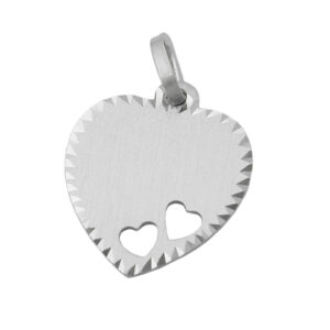 Anhänger, Herz – Silber, Matt – Gravurplatte – 15x14mm