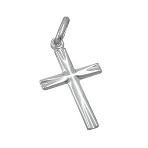 Anhänger, Kreuz – Silber, diamantiert – 19x11mm