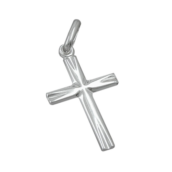 Anhänger, Kreuz – Silber, diamantiert – 19x11mm