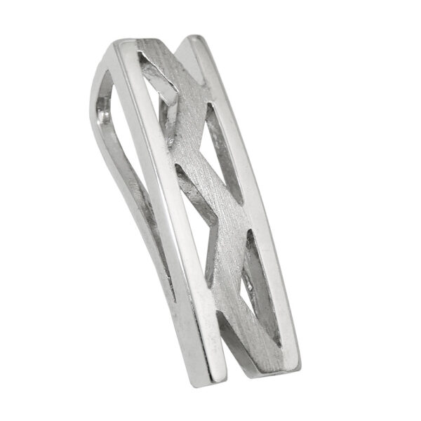 Anhänger, Viereck – Silber, rhodiniert, Zickzack – 21x6,5mm