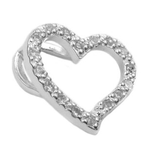 Anhänger, Herz – Silber, Zirkonia, offen – 14x16mm