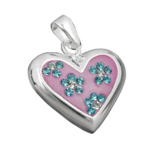 Anhänger, Herz – Silber, Rosa, Zirkonia – 19x19mm