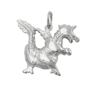 Anhänger, Drache – Silber, glänzend – 20x17mm