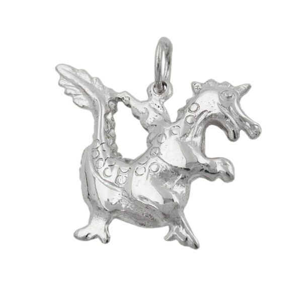 Anhänger, Drache – Silber, glänzend – 20x17mm