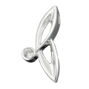 Anhänger, Spitzoval – Silber, Zirkonia, glänzend – 26,5x12mm