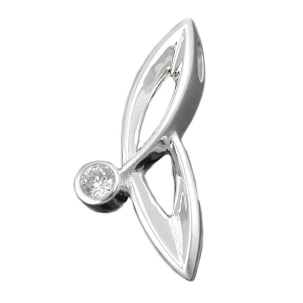 Anhänger, Spitzoval – Silber, Zirkonia, glänzend – 26,5x12mm