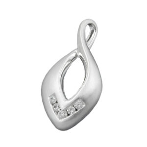 Anhänger, Tropfen – Silber, Matt, Zirkonia – 26x13mm