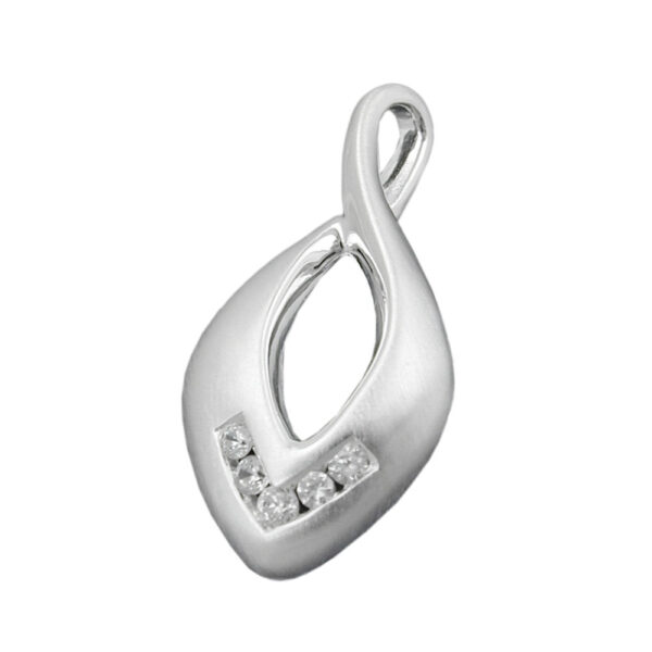 Anhänger, Tropfen – Silber, Matt, Zirkonia – 26x13mm