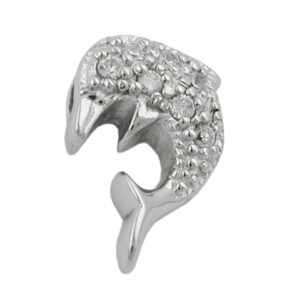 Anhänger, Delfin – Silber, Zirkonia – 14,5x10mm