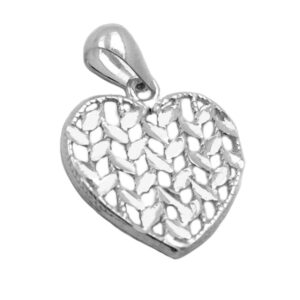 Anhänger, Herz – Silber, glänzend, diamantiert – 15x15mm