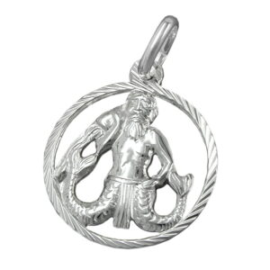 Anhänger, Sternzeichen Wassermann – Silber, Diamantiert – 15mm