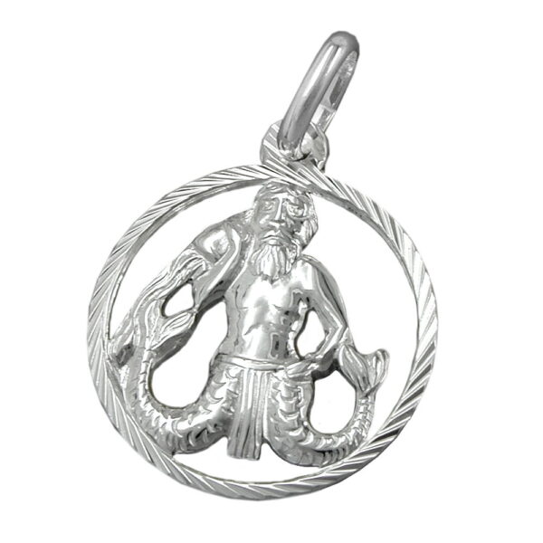 Anhänger, Sternzeichen Wassermann – Silber, Diamantiert – 15mm