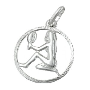 Anhänger, Sternzeichen Jungfrau – Silber, diamantiert – 15mm