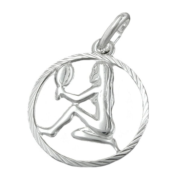 Anhänger, Sternzeichen Jungfrau – Silber, diamantiert – 15mm