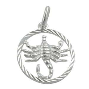 Anhänger, Sternzeichen Skorpion – Silber 925, diamantiert – 15mm