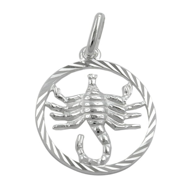 Anhänger, Sternzeichen Skorpion – Silber 925, diamantiert – 15mm