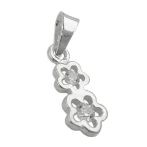 Anhänger, Blüten – Silber, Zirkonia – 12x5mm