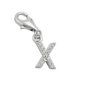 Anhänger, Buchstabe X – Silber, Zirkonia, rhodiniert – 11x6mm