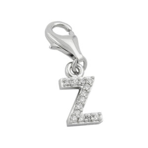 Anhänger, Buchstabe Z – Silber, Zirkonia, glänzend – 12x6mm