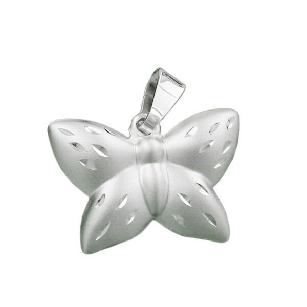 Anhänger, Schmetterling – Silber, matt-glänzend – 11x16mm