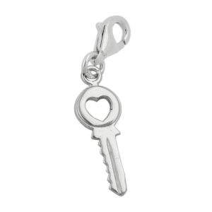 Anhänger, Schlüssel Herz – Silber, Glänzend – 17x7mm