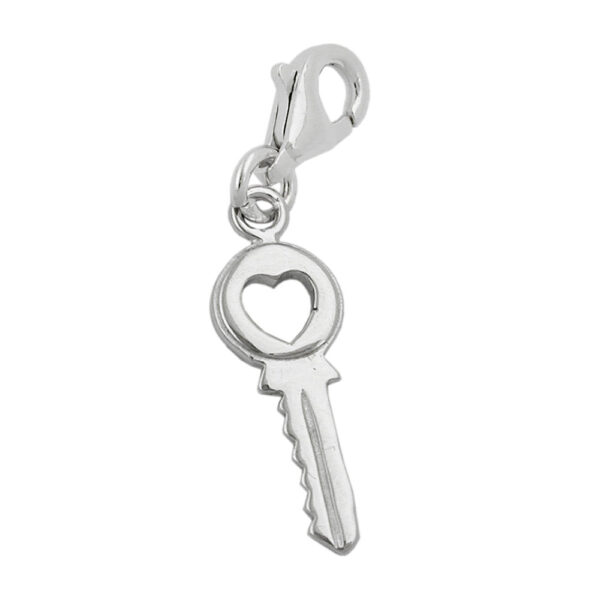 Anhänger, Schlüssel Herz – Silber, Glänzend – 17x7mm