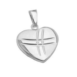 Anhänger, Herz – Silber, matt-glänzend, diamantiert – 15x16mm