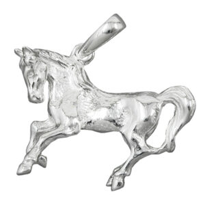 Anhänger, Pferd – Silber, Glänzend, Massiv – 32x25mm