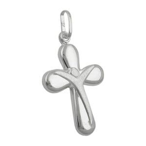 Anhänger, Kreuz mit Jesus – Silber, matt-glänzend – 23x15mm