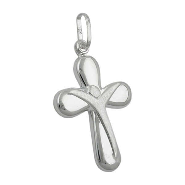 Anhänger, Kreuz mit Jesus – Silber, matt-glänzend – 23x15mm