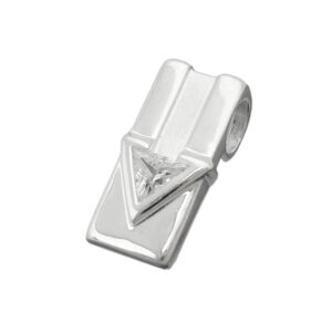 Anhänger, Viereck – Silber, Matt-Glänzend, Zirkonia – 17x9mm