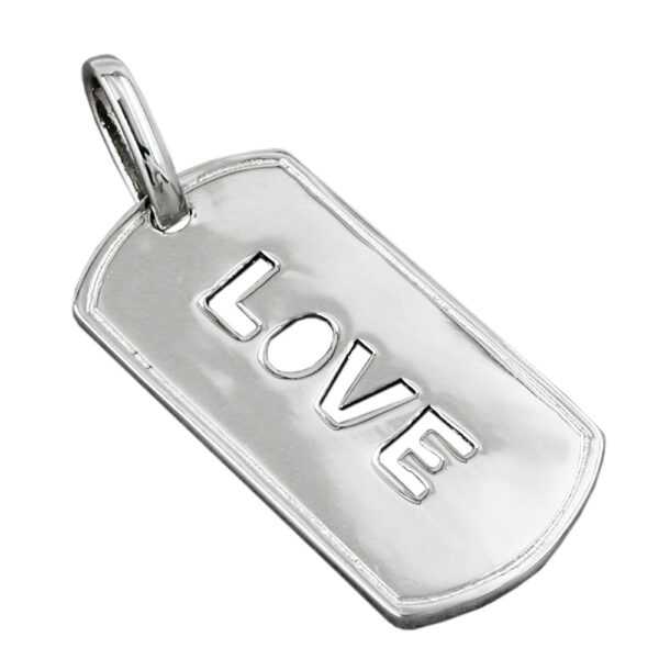 Anhänger, LOVE – Silber, rhodiniert – 32x16mm