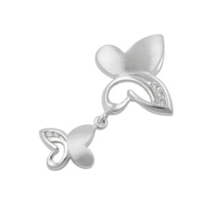 Anhänger, 2 Schmetterlinge – Silber, Zirkonia – 30x17mm