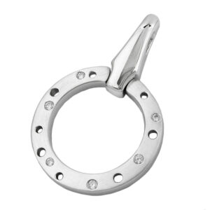 Anhänger, Lochring – Silber, rhodiniert, Zirkonia – 42x27mm