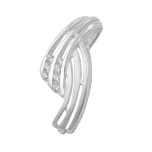 Anhänger, Streifen – Silber, Matt-Glänzend, Zirkonia – 19x8mm