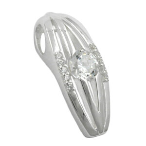Anhänger, Streifen – Silber, Glänzend, Zirkonia – 21x8mm