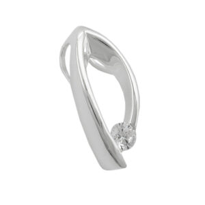 Anhänger, Oval – Silber, Glänzend, Zirkonia – 18,5x8mm