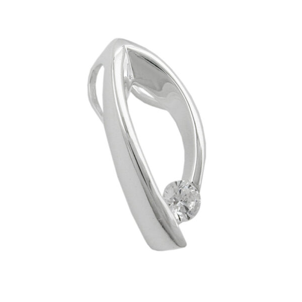 Anhänger, Oval – Silber, Glänzend, Zirkonia – 18,5x8mm